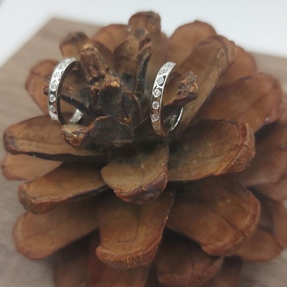 Platinum Plated 925 Sterling Silver Minimalist Huggies Earrings - Picture 3 of 10